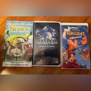Shrek, Casper, and Hercules VHS Tapes
